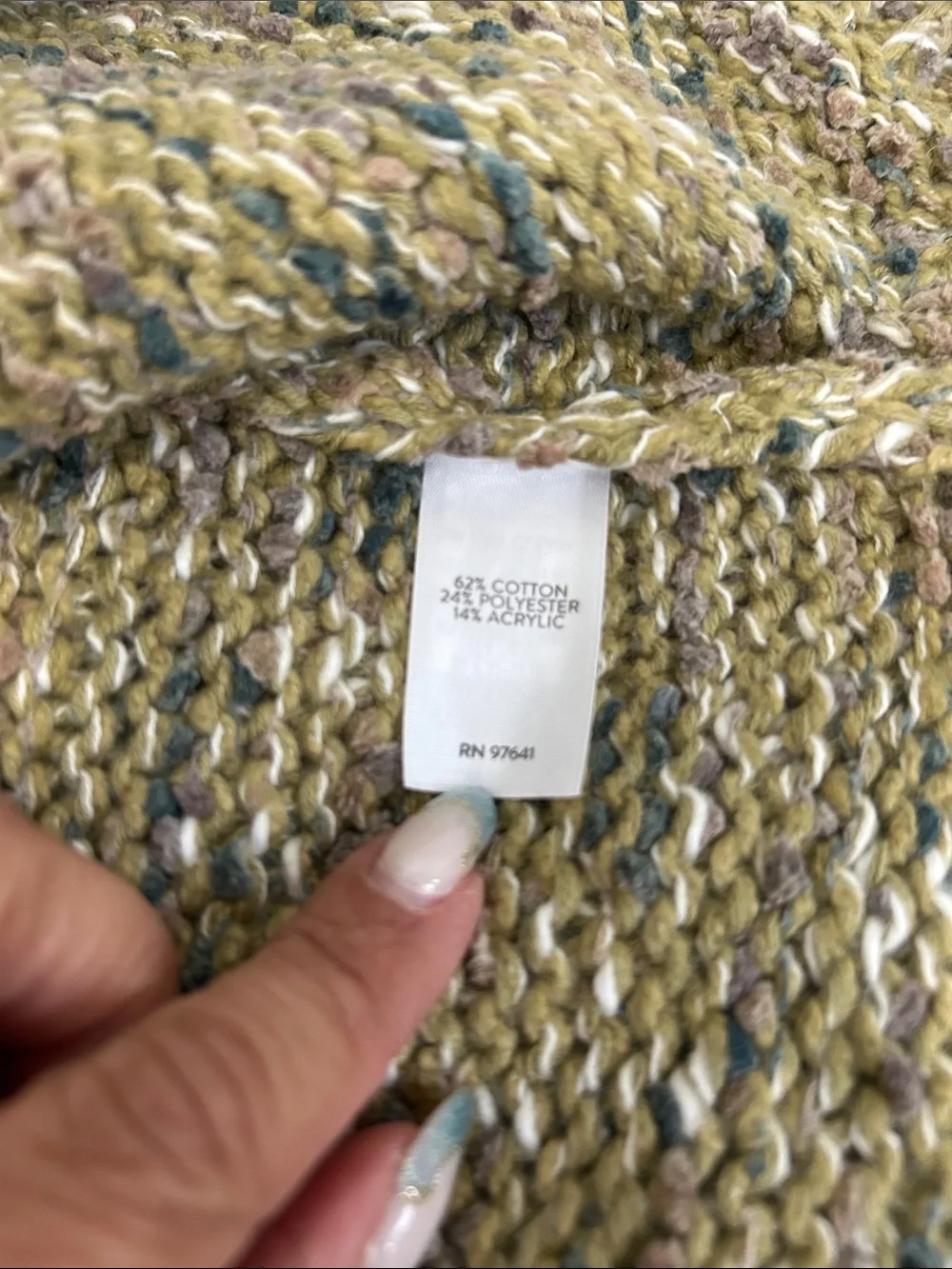 J. Jill Mixed Knit Open Cardigan Sweater Green